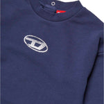Diesel Kids Felpa Girocollo Blu Oval D per Neonate (dettaglio)