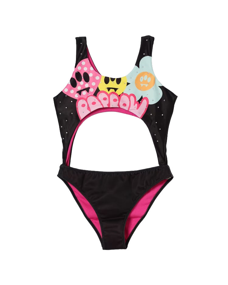 Barrow Kids Costume Intero Nero Fantasia Logo per Bambine