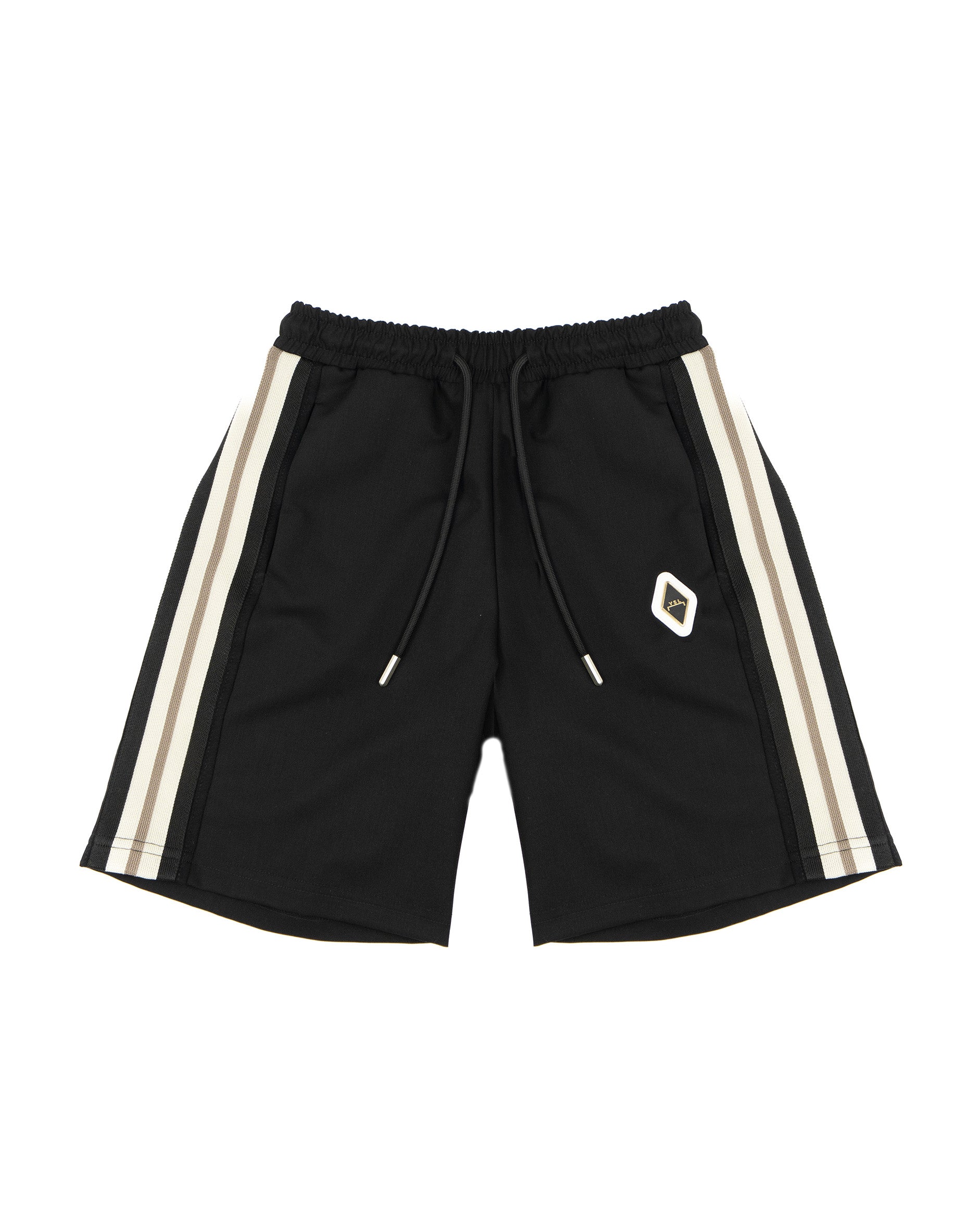 Yes London Kids Bermuda Nero con Dettaglio Laterale a Contrasto e Applicazione Logo per Bambini