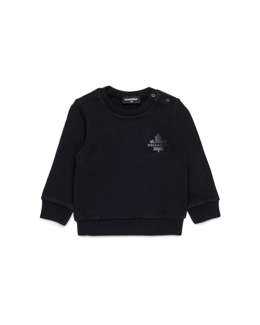 Dsquared2 Kids Felpa Girocollo Nera con Logo Sport per Neonati