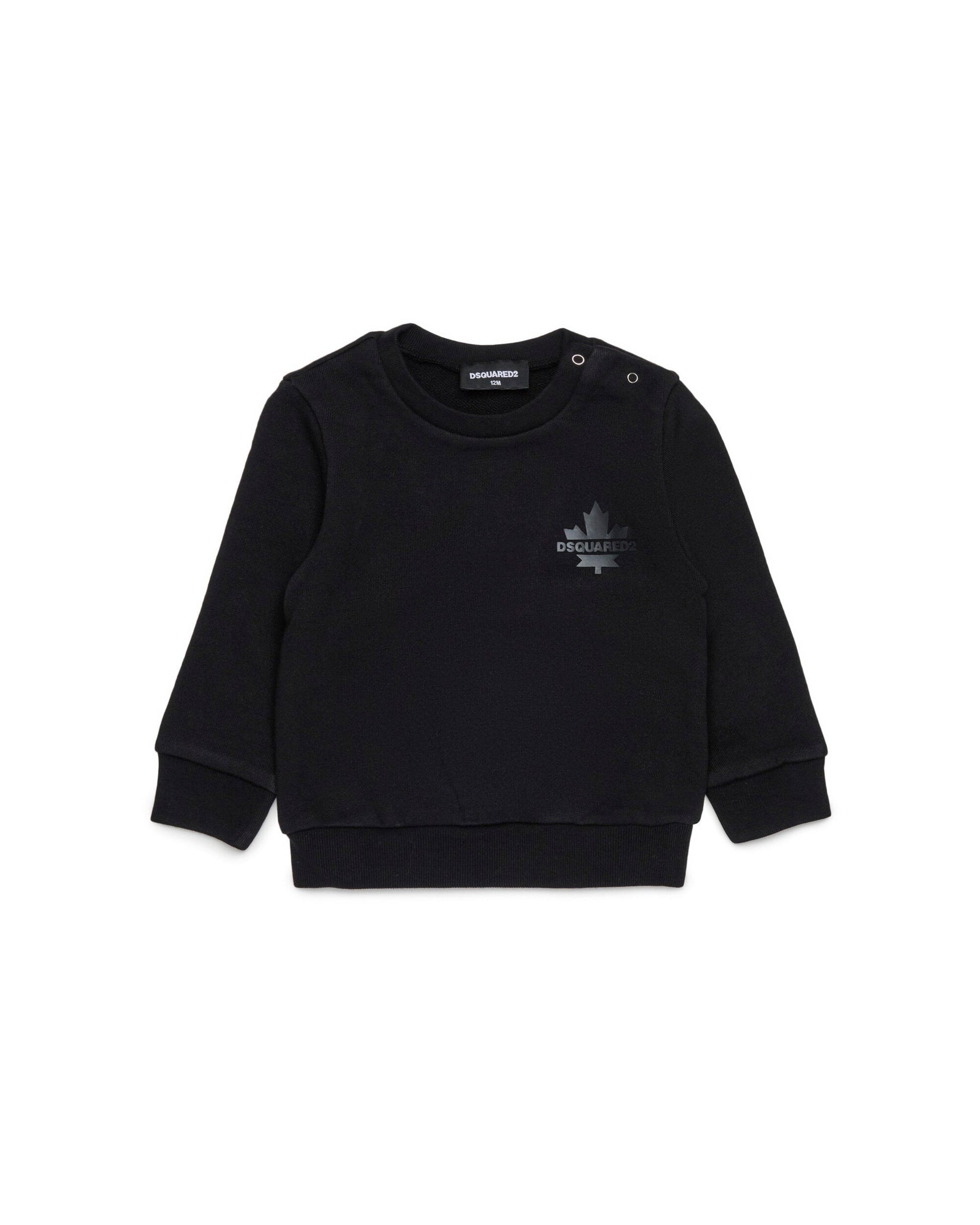 Dsquared2 Kids Felpa Girocollo Nera con Logo Sport per Neonati