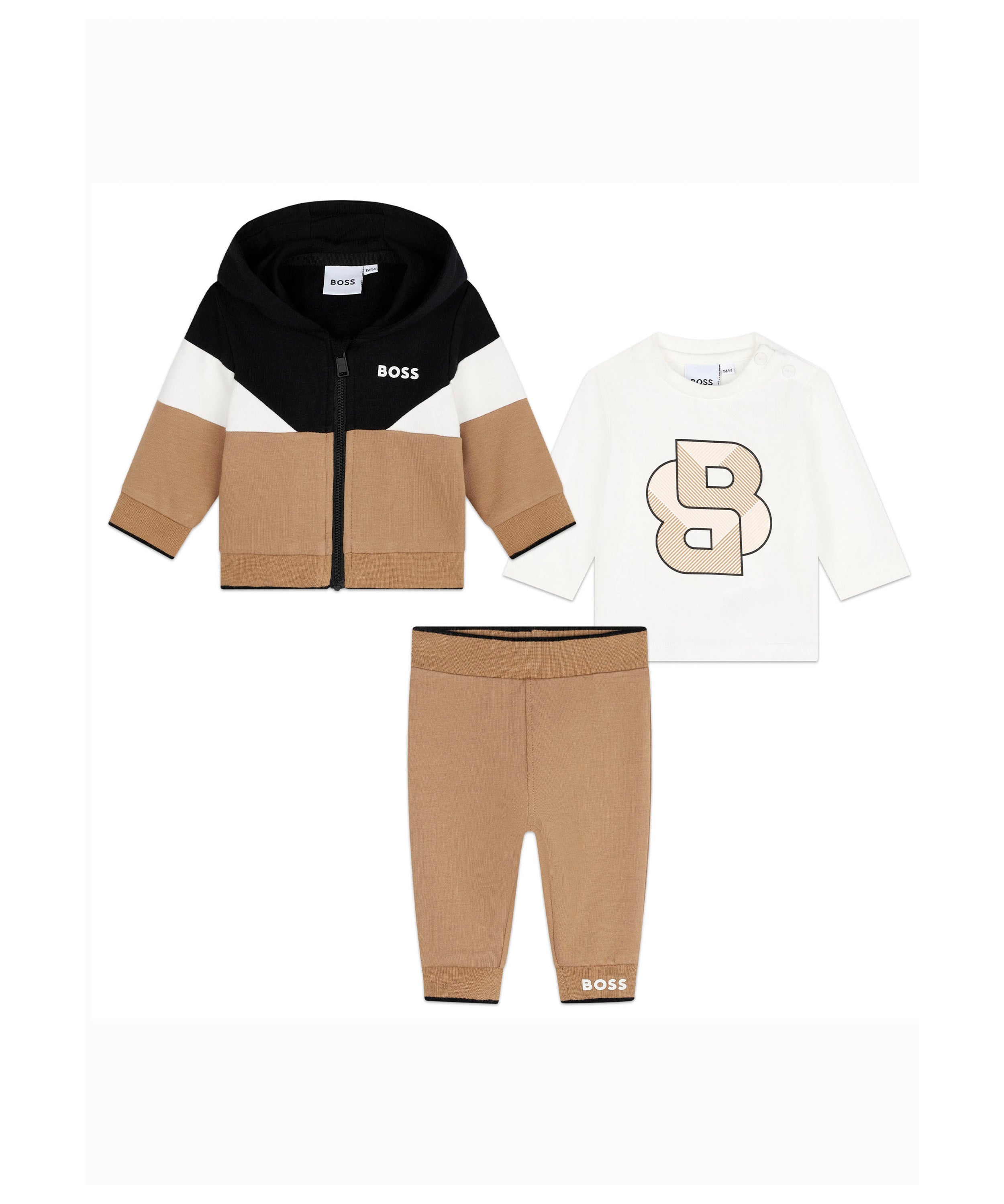 Boss Kids Completo Biscotto Felpa con T-shirt e Pantaloni per Neonati