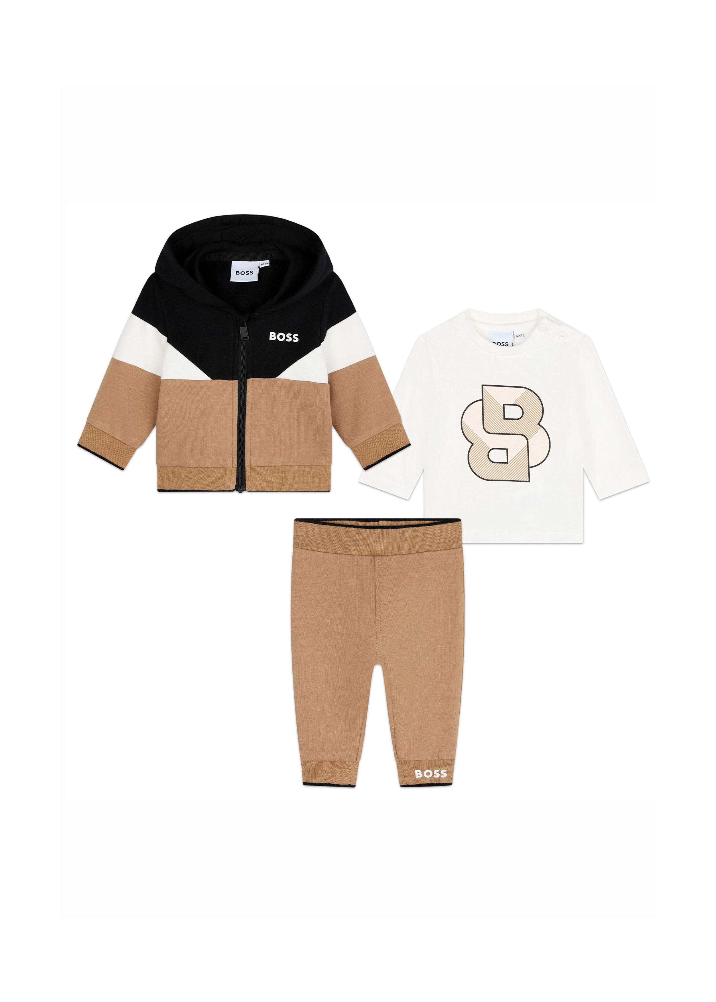 Boss Kids Completo Biscotto Felpa con T-shirt e Pantaloni per Neonati