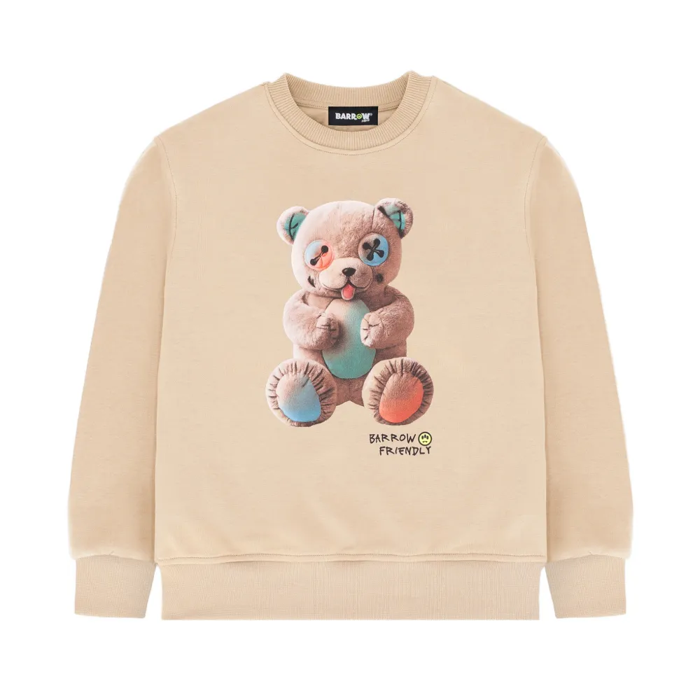 Barrow Kids Felpa Sabbia con Stampa Teddy Unisex