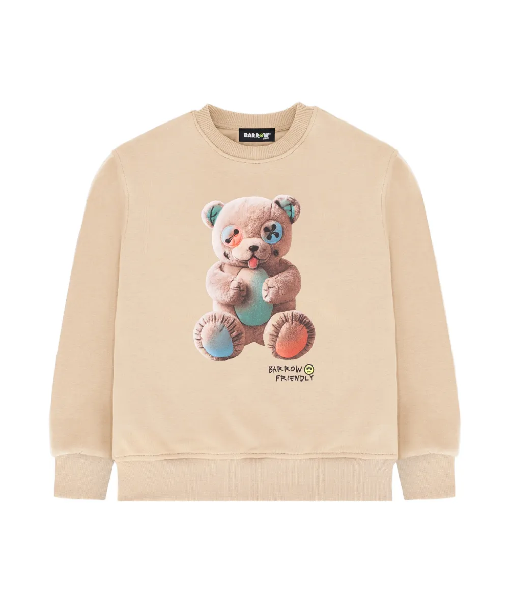 Barrow Kids Felpa Sabbia con Stampa Teddy Unisex