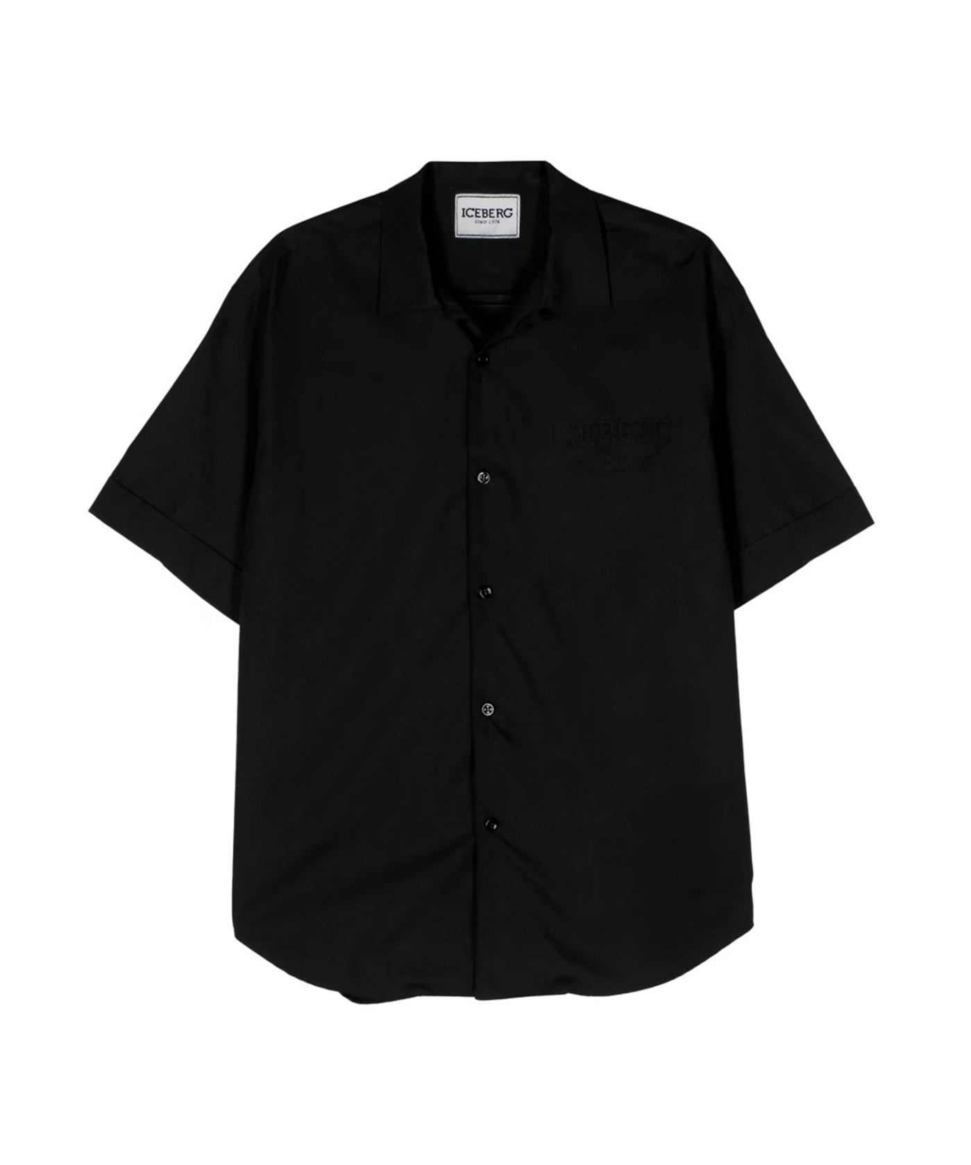 Iceberg Kids Camicia Nera Con Logo per Bambini (fronte)