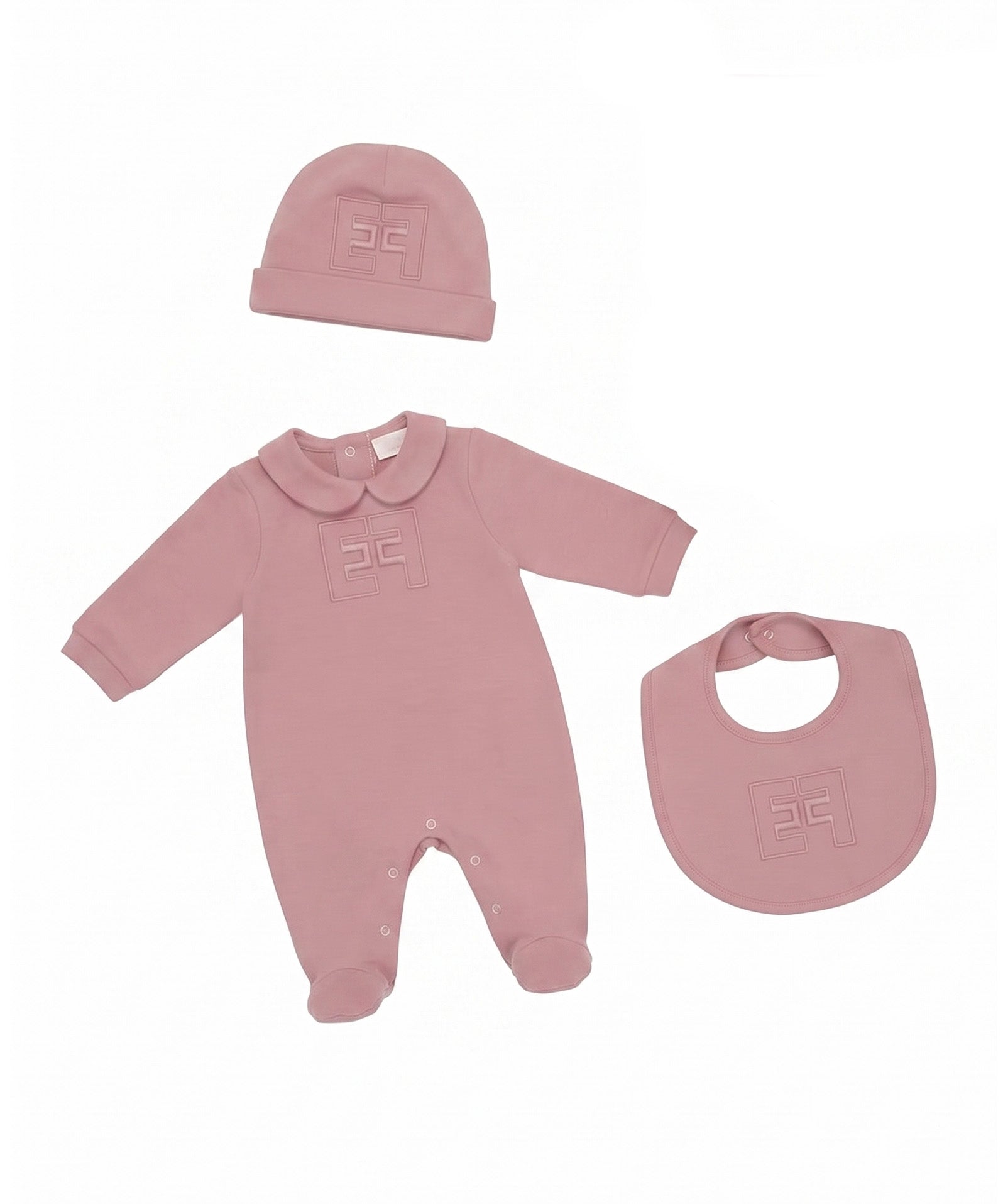 Elisabetta Franchi La Mia Bambina Kit Sunrise Tutina + Cappello + Bavetta per Neonate