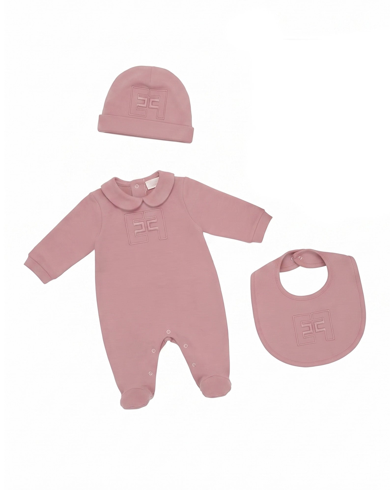 Elisabetta Franchi La Mia Bambina Kit Sunrise Tutina + Cappello + Bavetta per Neonate