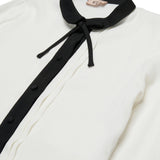 N21 Kids Camicia Bianca Cropped con Colletto a Contrasto e Ricamo Logo per Bambine