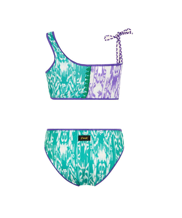 Effek Costume Bikini a Fascia Monospalla Viola/Tiffany per Bambine