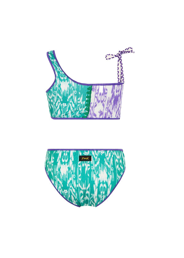 Effek Costume Bikini a Fascia Monospalla Viola/Tiffany per Bambine