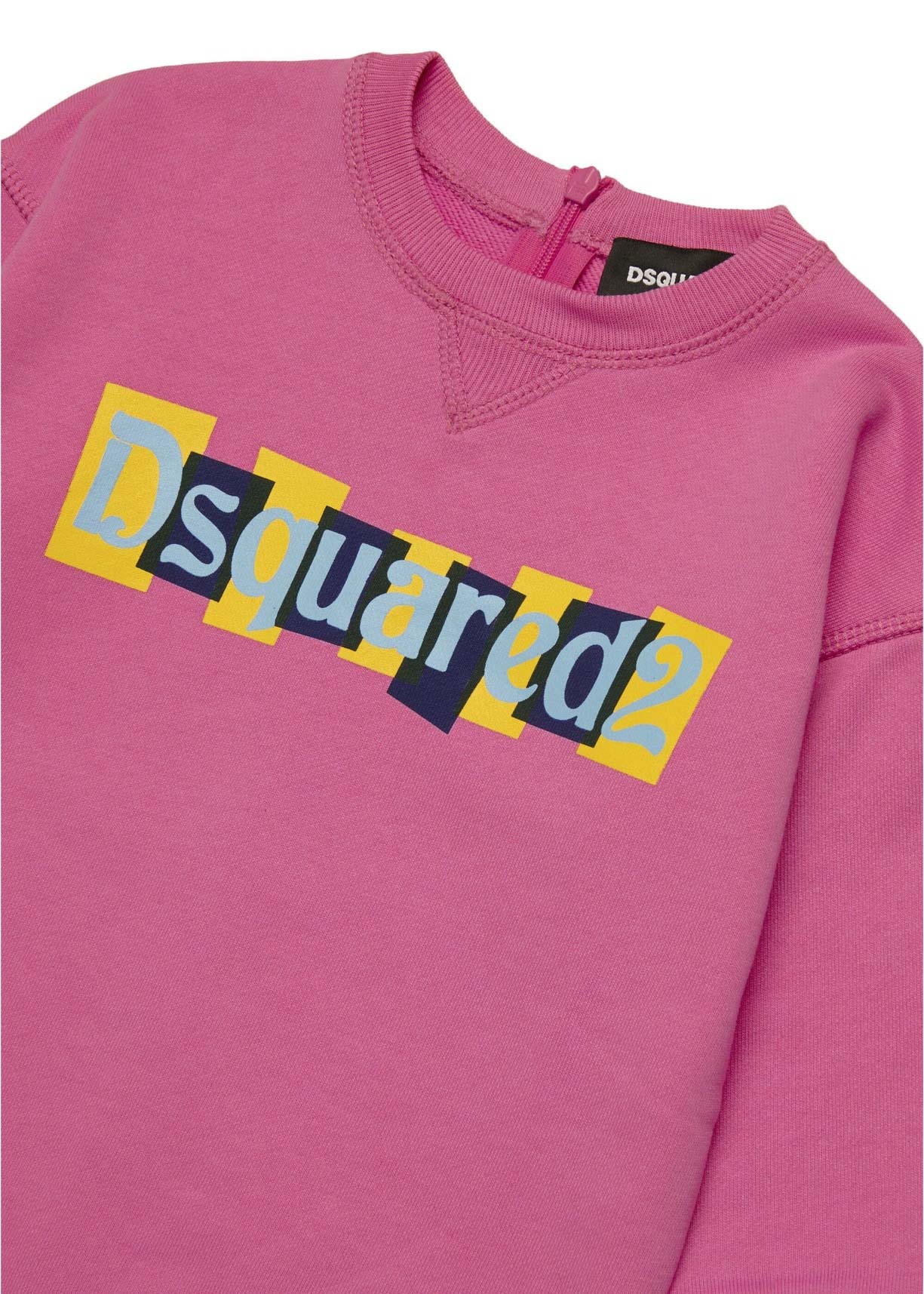 Dsquared2 Kids Abito in Felpa Fucsia con Logo Boxed per Neonate (DETTAGLIO)