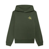 Calvin Klein Kids Felpa con Cappuccio Verde Scuro con Stampa Logo a Contrasto per Bambini