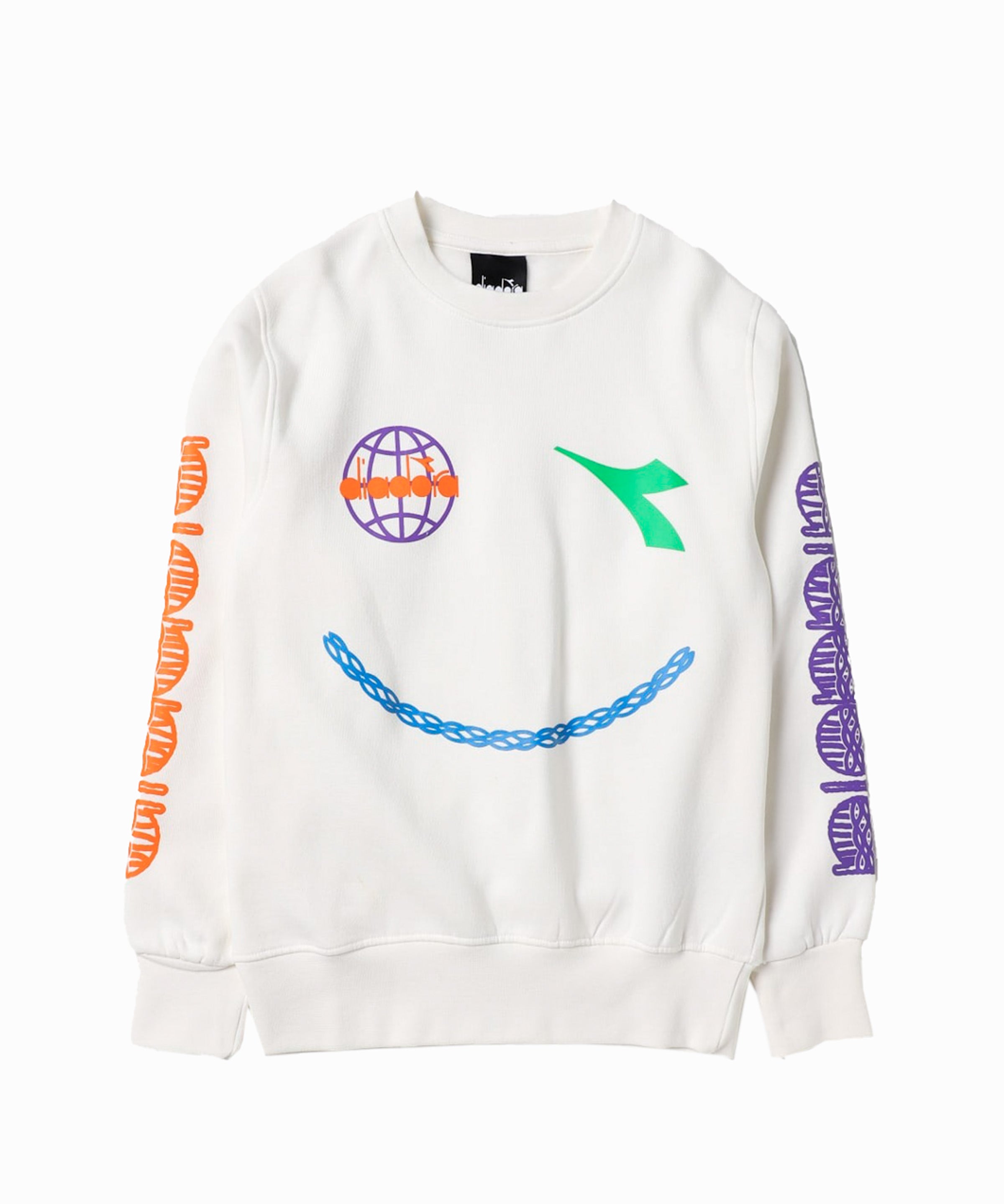 Diadora Kids Felpa Crema con Stampa per Bambini