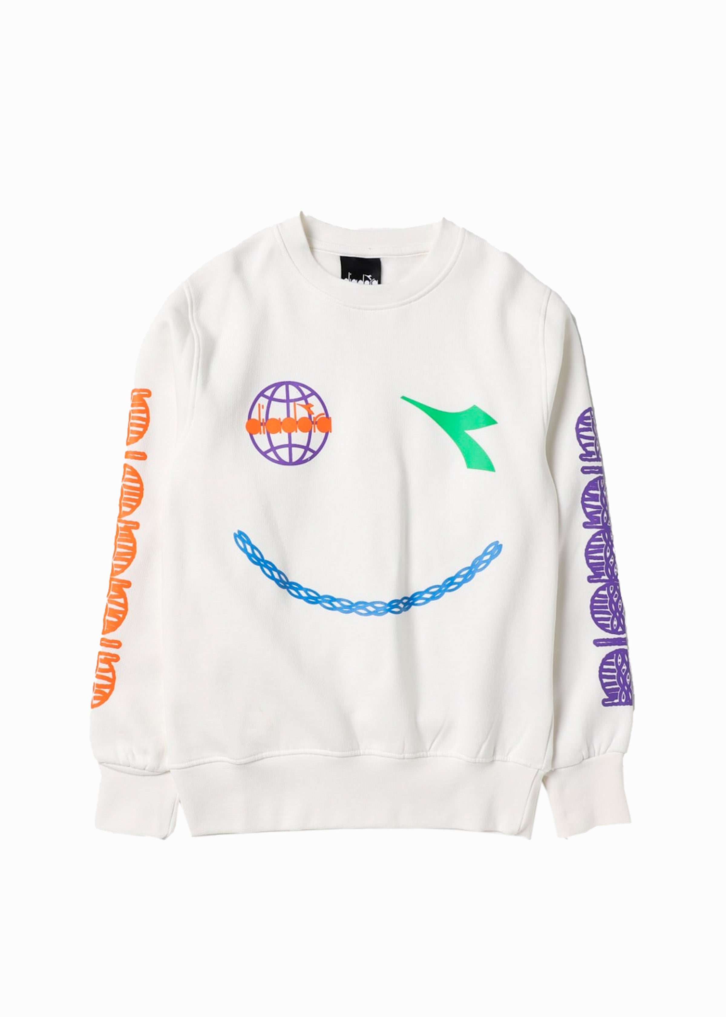 Diadora Kids Felpa Crema con Stampa per Bambini