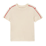 Calvin Klein Kids T-Shirt Beige con Logo Ricamato e Dettagli Rossi per Bambini
