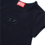 Diesel Kids Abito Nero con Logo Oval D per Bambine
