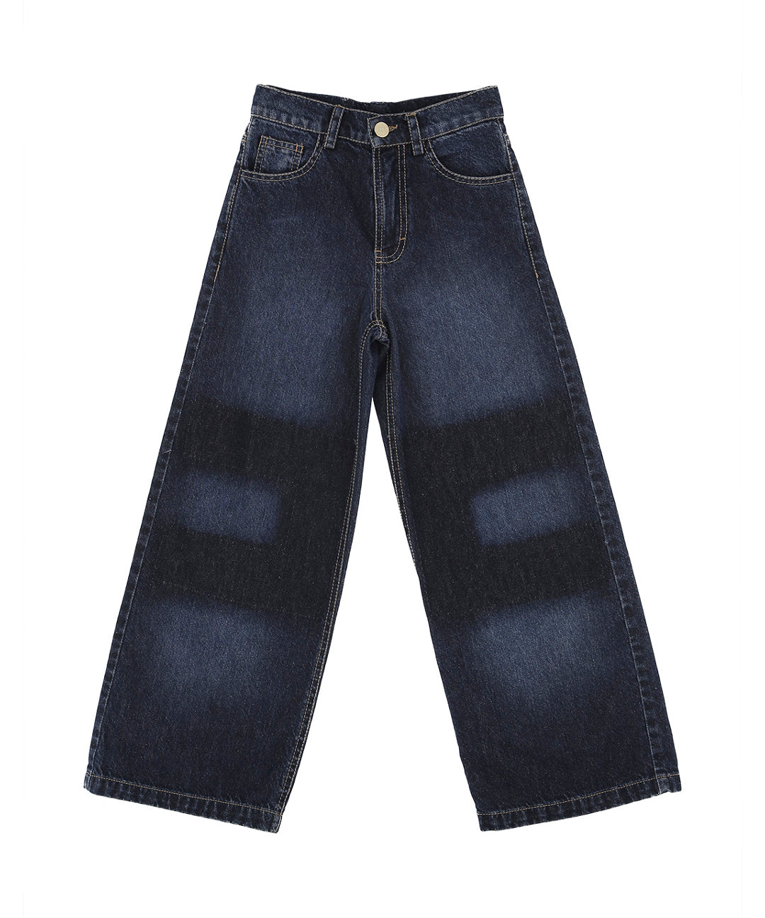 Elisabetta Franchi La Mia Bambina Jeans Wide Leg Denim Scuro per Bambine