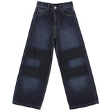 Elisabetta Franchi La Mia Bambina Jeans Wide Leg Denim Scuro per Bambine