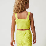 Twinset Kids Top Giallo con Logo per Bambine