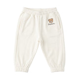 Moschino Kids Pantaloni Panna in Felpa con Stampa Teddy Bear e Logo Unisex per Neonati