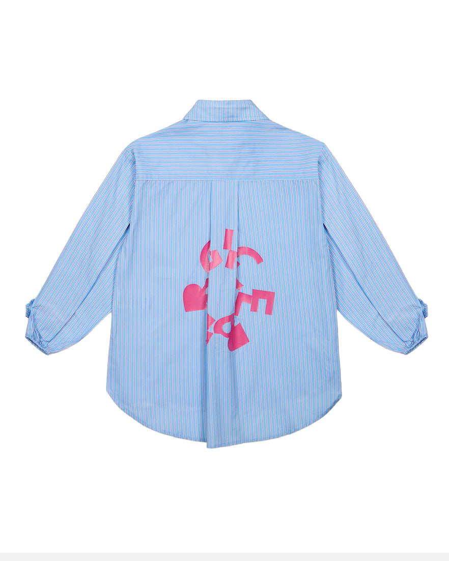 Iceberg Kids Camicia Cielo a Righe con Logo per Bambine