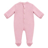 Elisabetta Franchi La Mia Bambina Tutina in Felpa di Cotone Rosa con Ricamo Avorio per Bambine