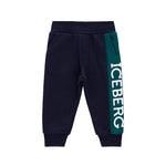 Iceberg Kids Pantaloni Blu con Banda Logo per Neonati