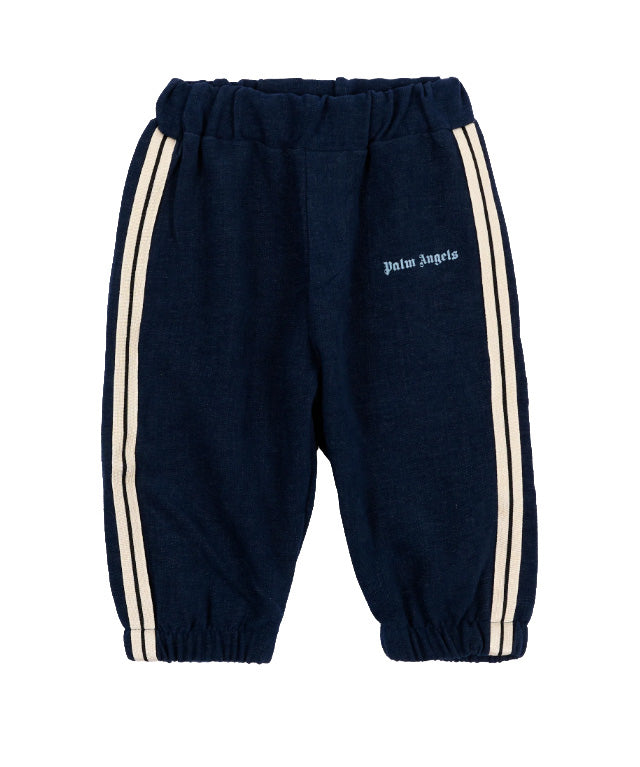 Palm Angels Kids Pantalone in Denim Blu con Logo per Neonati