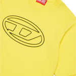 Diesel Kids T-Shirt Gialla con Logo Oval D per Bambini (dettaglio)