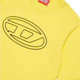 Diesel Kids T-Shirt Gialla con Logo Oval D per Bambini (dettaglio)