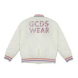 Gcds Kids Giubbino Bianco con Ricamo Floreale per Bambine