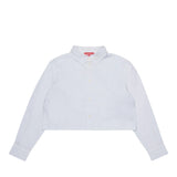 Diesel Kids Camicia Bianca Cropped con Logo Ricamato su Colletto per Bambine