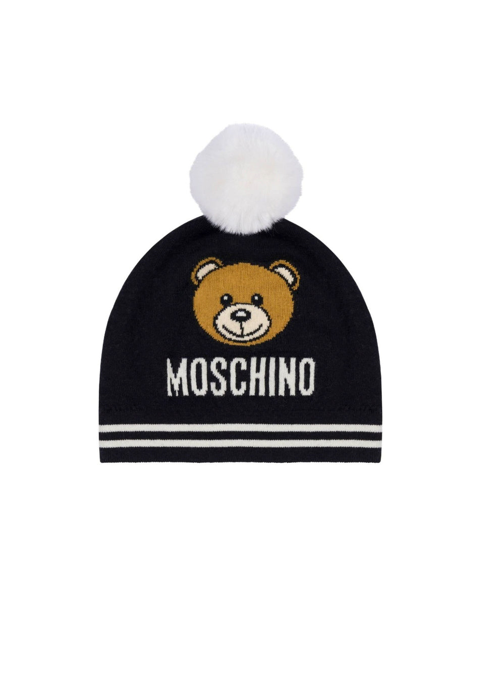 Moschino Kids Cappellino Nero con Logo Teddy Bear per Bambini