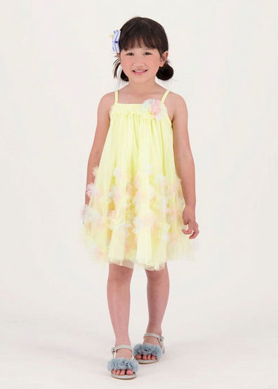 Angel's Face Abito Giallo in Tulle Zig Zag per Bambine