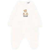 Moschino Kids Set Nascita Panna con Tutina, Cappellino e Bavaglino con Stampa Teddy Bear Unisex