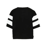 Barrow Kids T-Shirt Nero con Stampa e Strisce su Maniche per Bambine