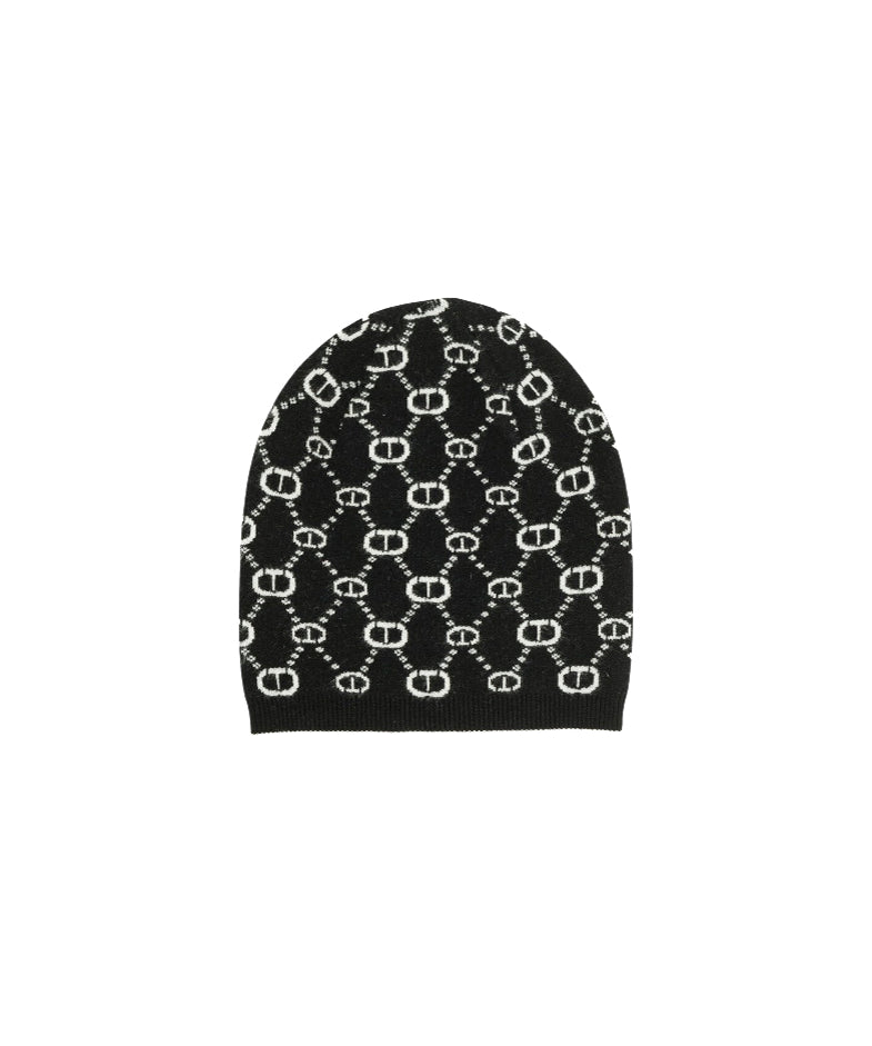 Twinset Kids Capello Nero con Motivo Multi Logo per Bambine