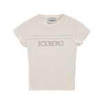 Iceberg Kids T-shirt Bianca con Strass Logo per Bambine
