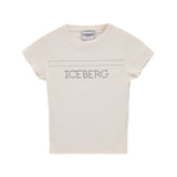 Iceberg Kids T-shirt Bianca con Strass Logo per Bambine