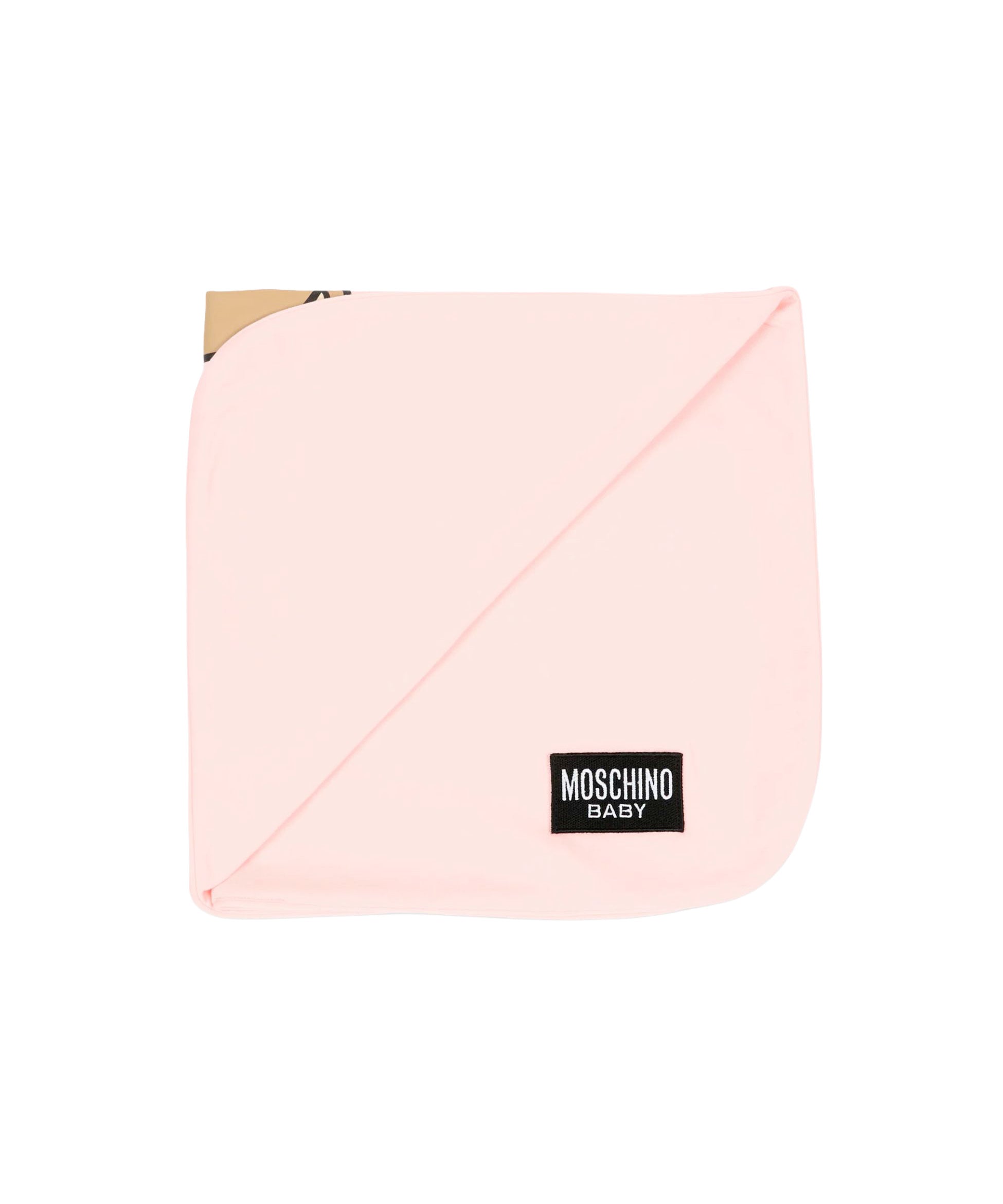 Moschino Kids Copertina Rosa in Cotone con Stampa Teddy Bear e Logo per Neonate