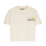 Barrow Kids T-shirt Crop Crema con Stampa Logo per Bambine 