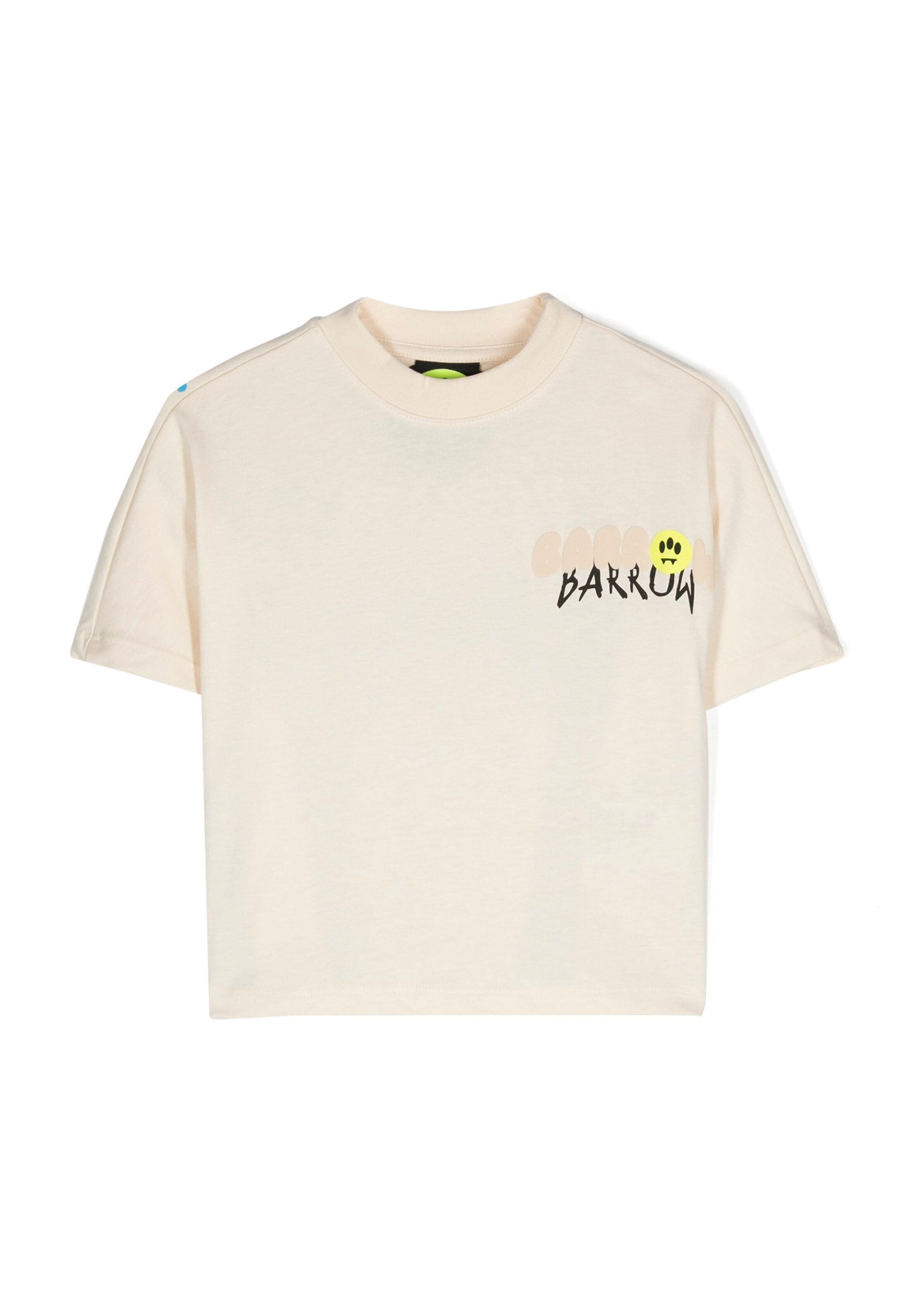 Barrow Kids T-shirt Crop Crema con Stampa Logo per Bambine 