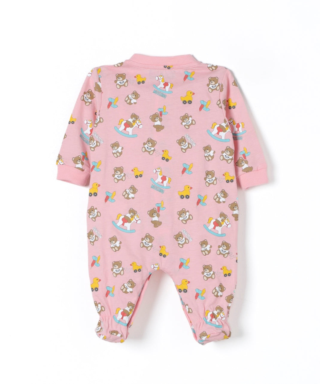 Moschino Kids Tutina Rosa con Stampa Grafica Teddy Bear All-over