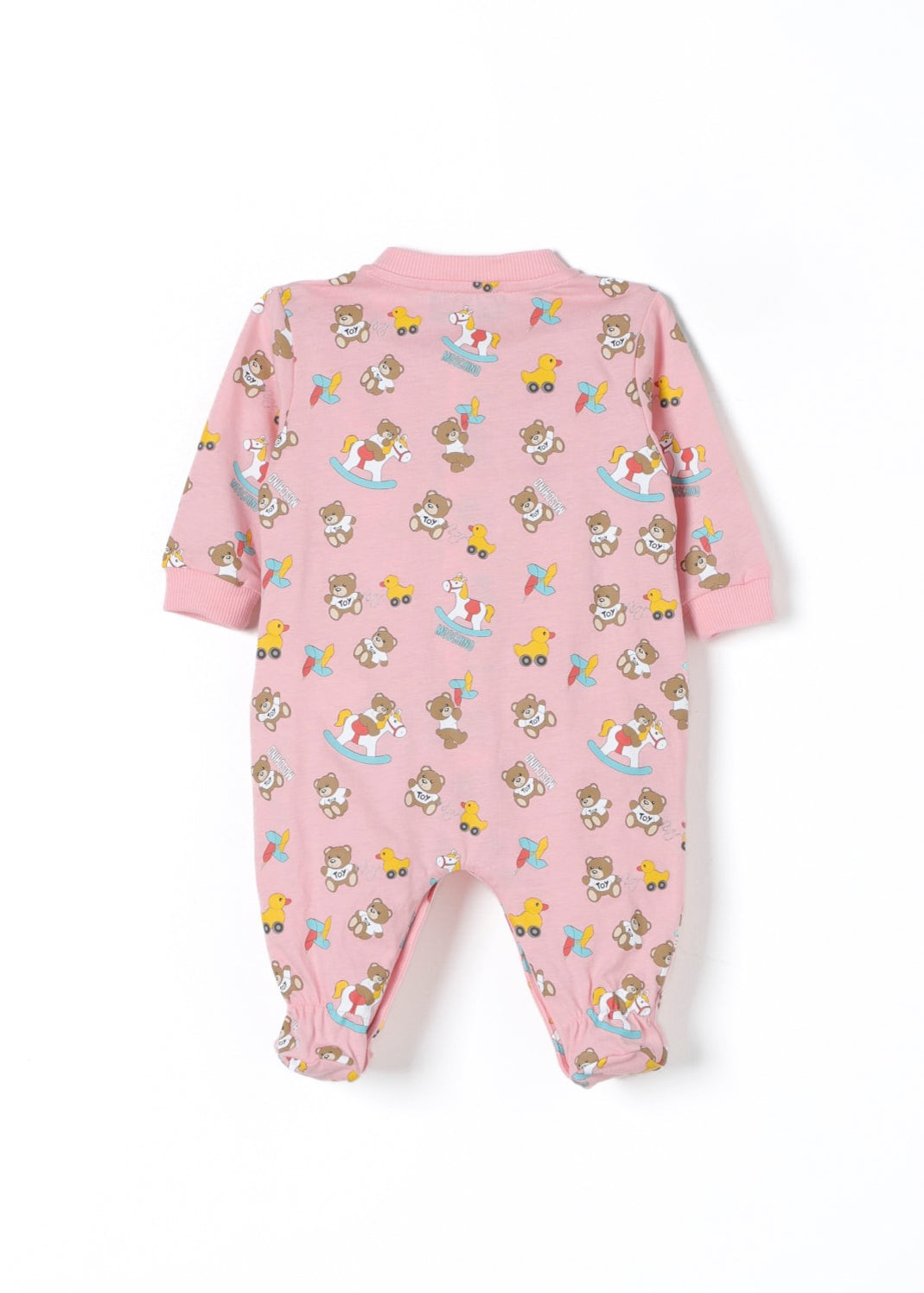 Moschino Kids Tutina Rosa con Stampa Grafica Teddy Bear All-over