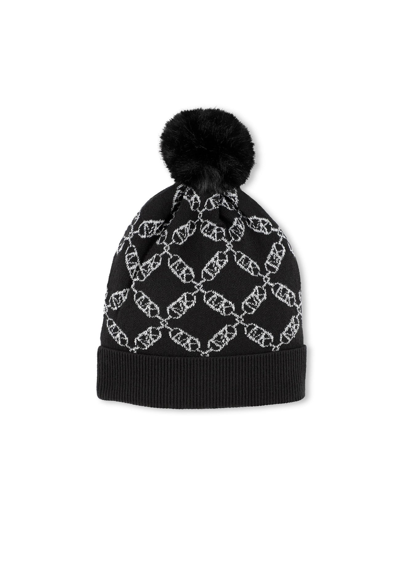 Michael Kors Kids Cappello Beanie Nero con Pon Pon per Bambine (retro)