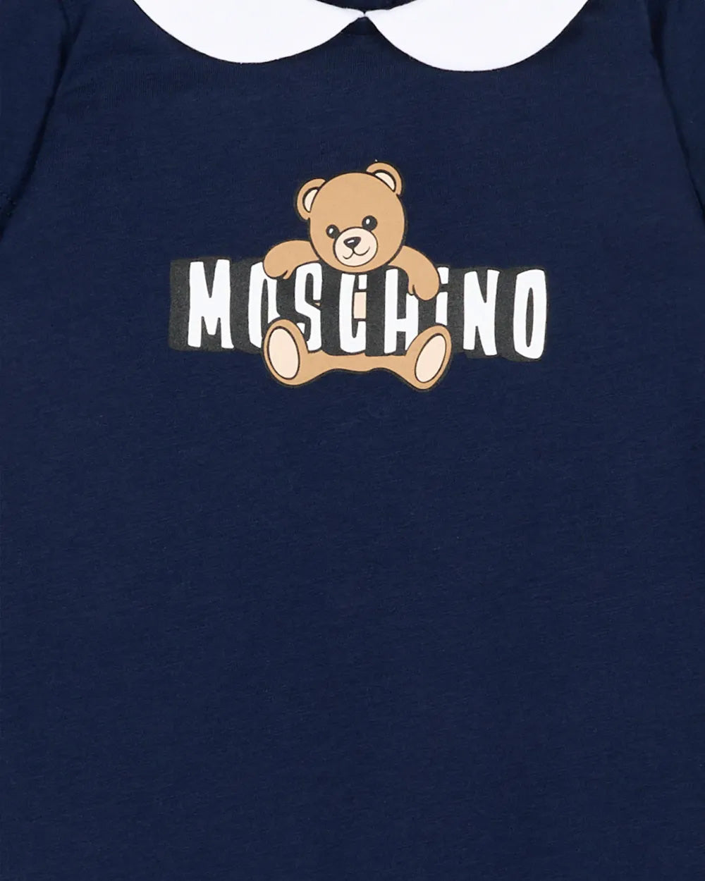 Moschino Kids Pagliaccetto Blu con Logo Teddy Bear per Neonati