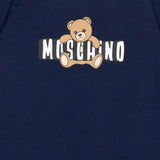 Moschino Kids Pagliaccetto Blu con Logo Teddy Bear per Neonati