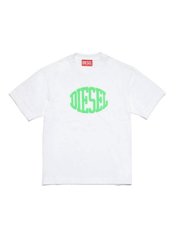 Diesel Kids T-shirt Bianca Puffy Print per Bambini