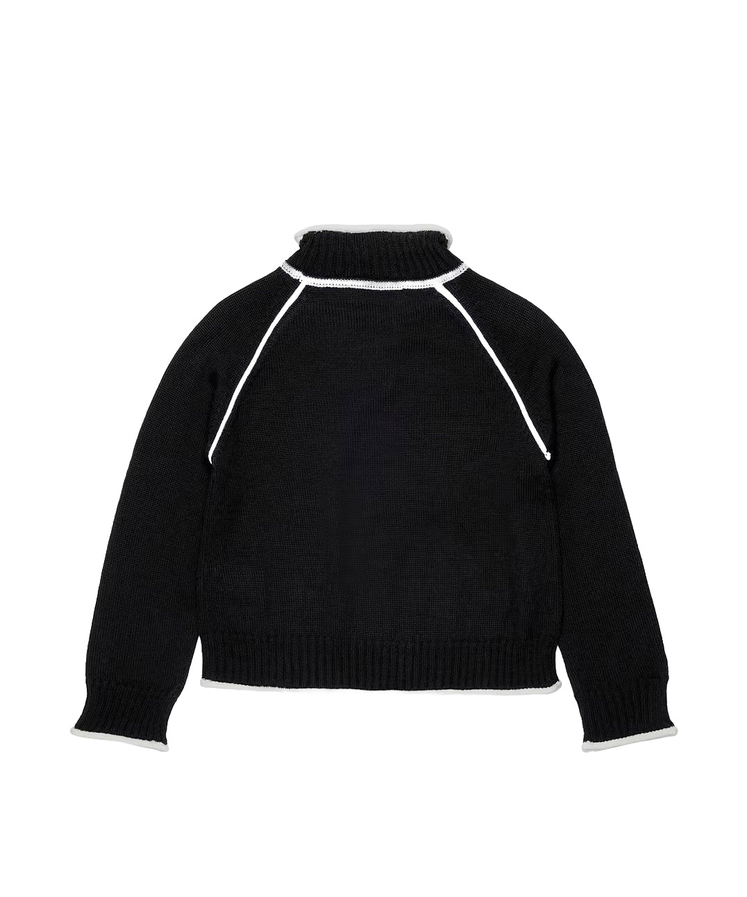 Max&Co Kids Dolcevita in Maglia Nero con Profili a Contrasto e Logo per Bambine